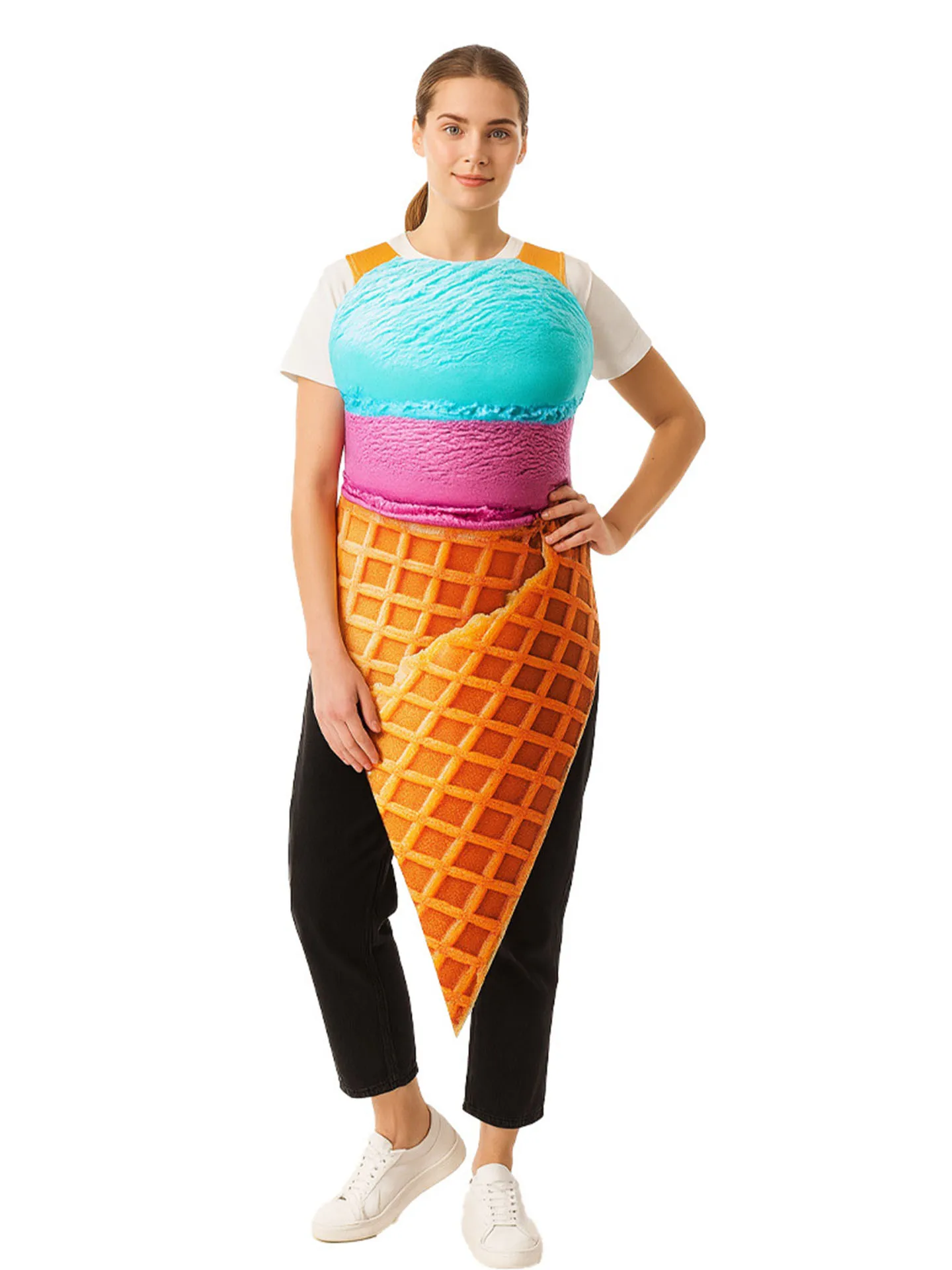 

Halloween Funny Food Party Ice Cream Costume Cone Dress up Company Annual Meeting Party Funny Performance Women's Ethnic Wear