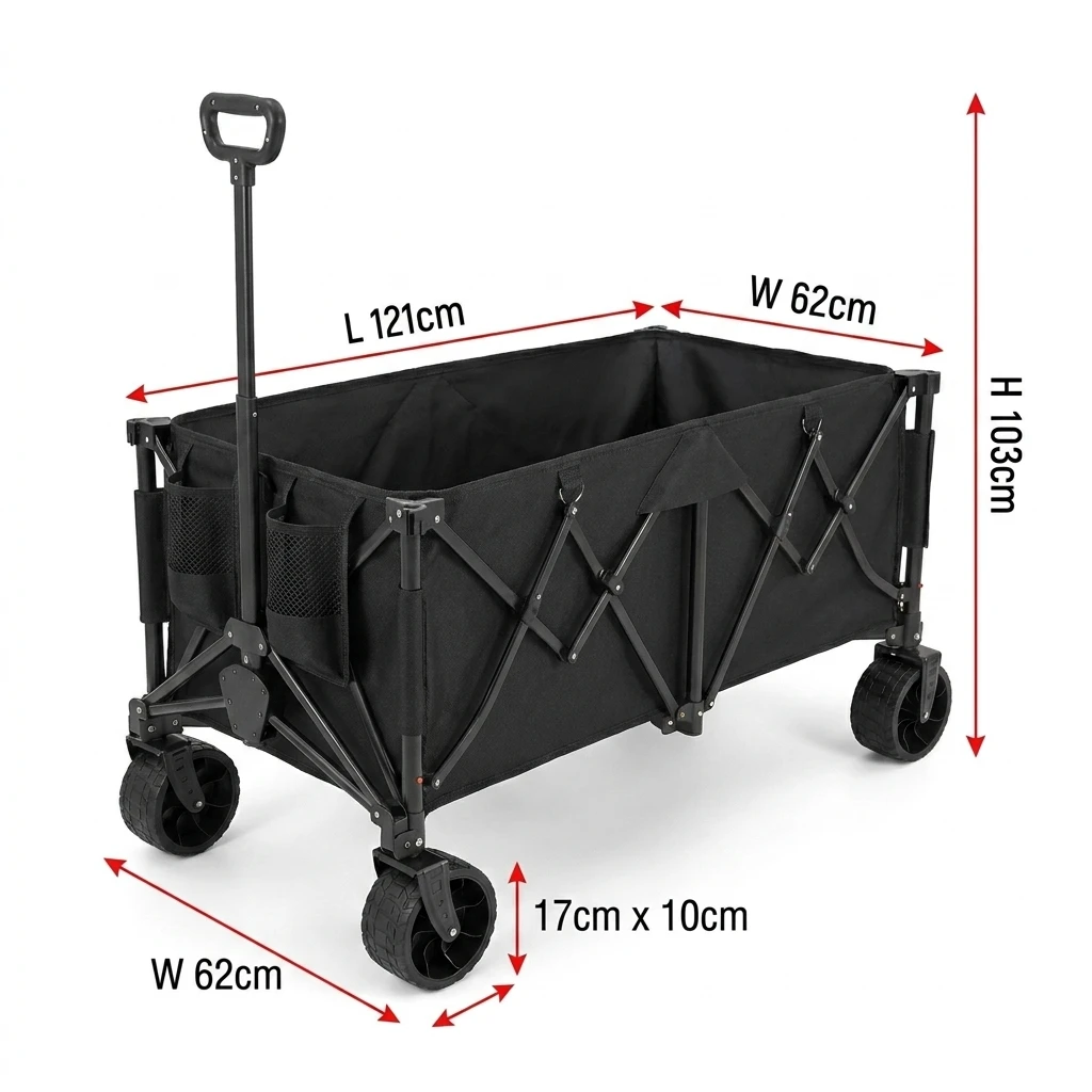 Custom Heavy-Duty Folding Wagon Cart with 260L Extra Large Capacity 360LBS Camping Cart With All-Terrain Tank Wheels