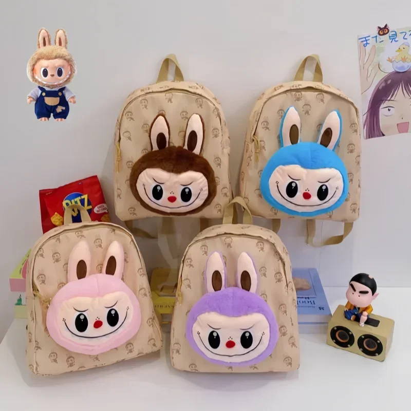 

Plush Backpack Labubu Children's School Bags Travel Shopping School Organizer Bag Students Large Capacity Packages Cartoon Gifts