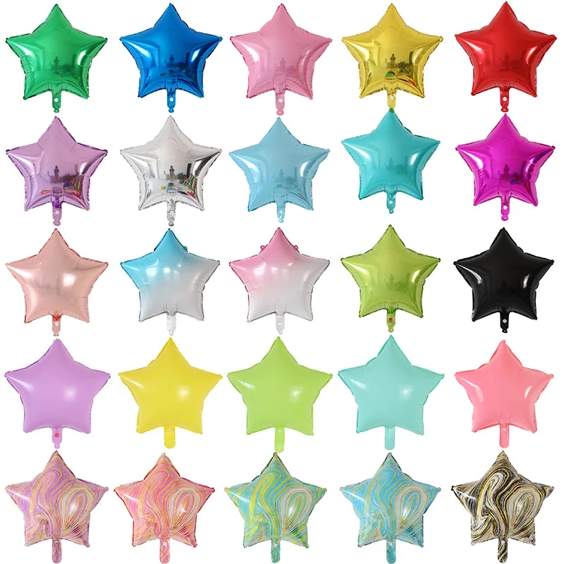 10pcs 18inch Gold Silver Foil Helium Star Balloon Wedding Decoration Baby Shower Kids Birthday Party Pure Air Globos Supplies