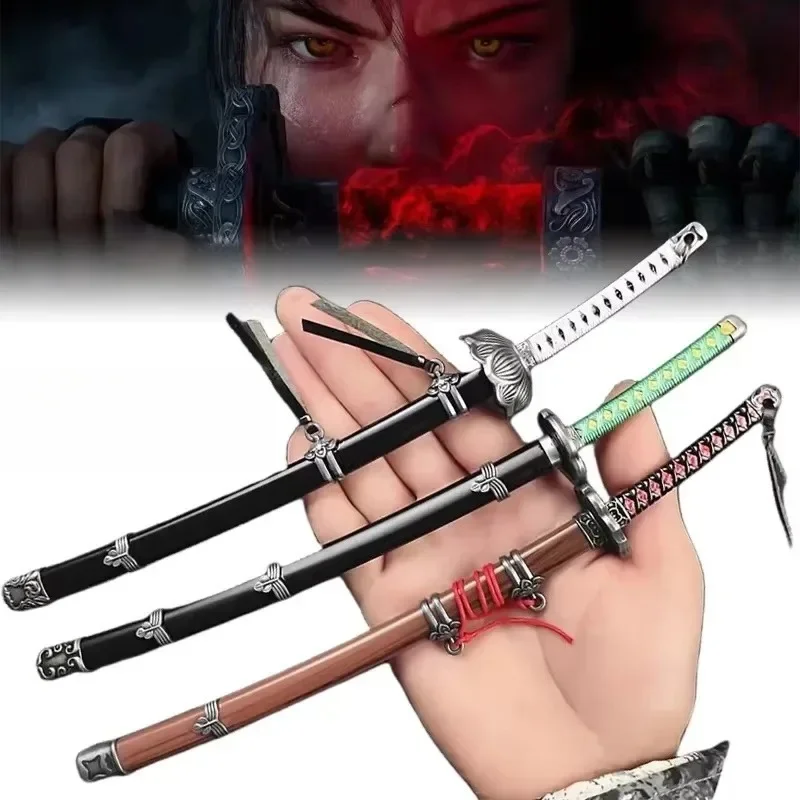 25cm Metal Katana Sword Japanese Samurai Sabre Anime Katana Sword Mini Ninja Knife Killing Blade Sabre Cosplay Prop Home Decor