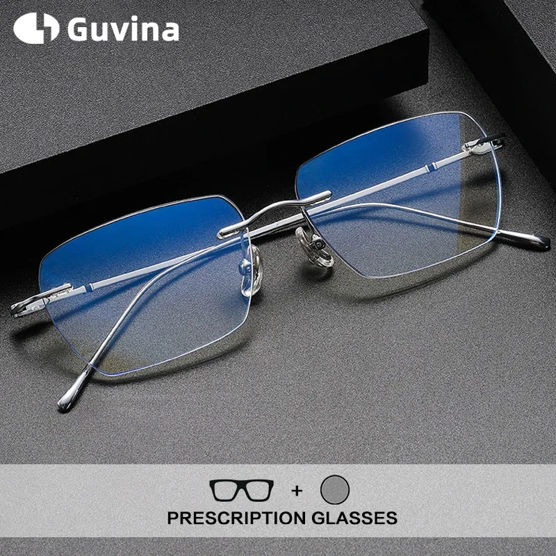 

Titanium Rimless Reading Glasses Men Anti Blue Light Photochromic Frameless Prescription Glasses Frame Women Multifocal Eyewear