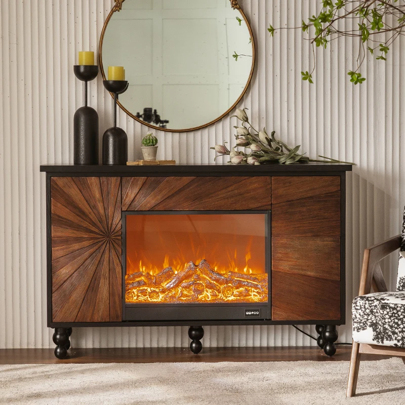 French retro living room fireplace cabinet American fireplace simulation fire decorative frame B & B villa medieval fireplace en