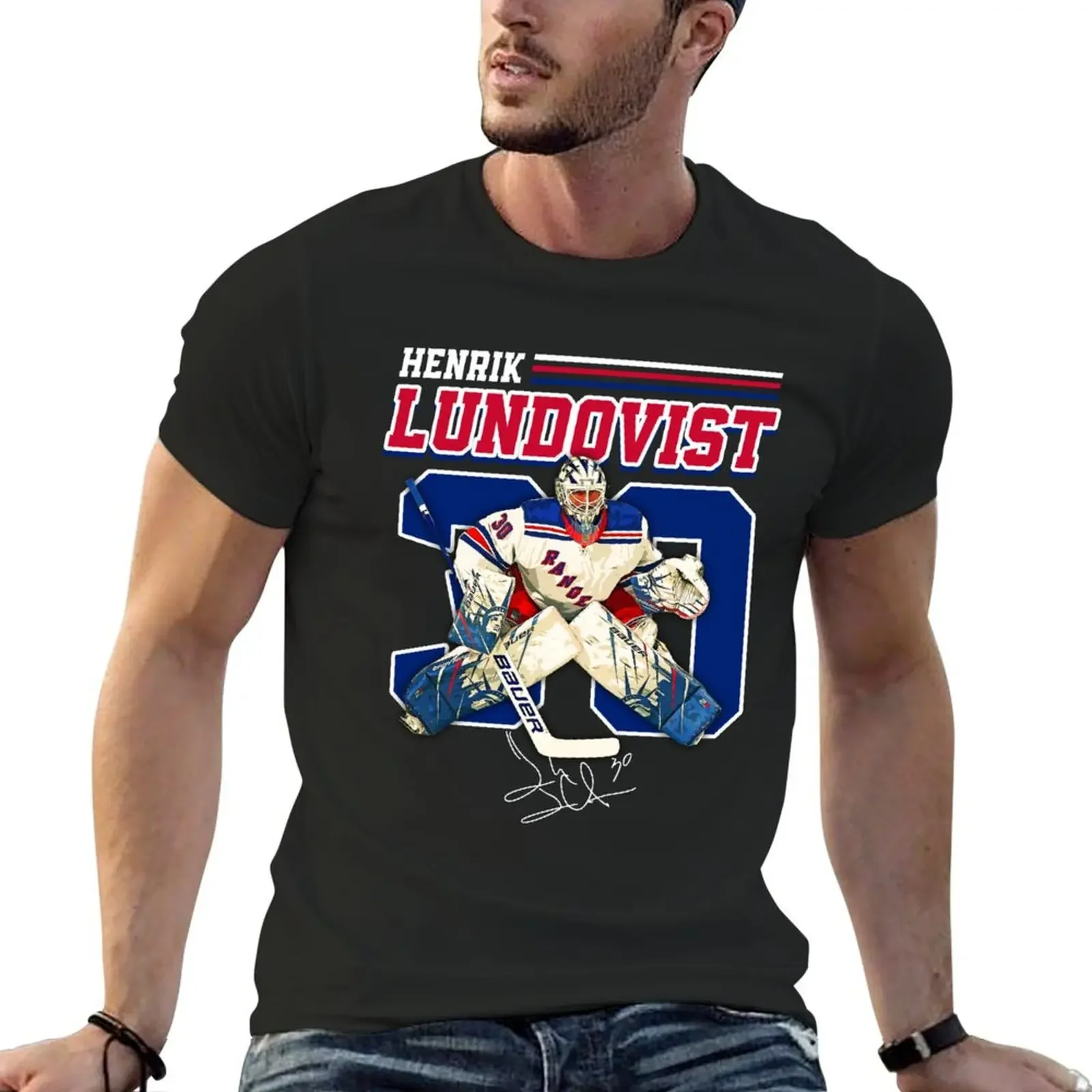 

Henrik Lundqvist Ice Hockey Signature Vintage Retro 80s 90s Rap Style Perfect Gift For Hockey Lovers T-Shirt