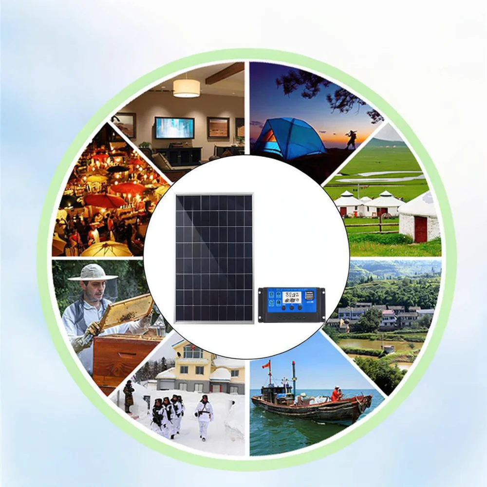 10W Monocrystalline Photovoltaic Panel Charger Kit With Controller 3M Cable For Battery Maintenance RV Marine System