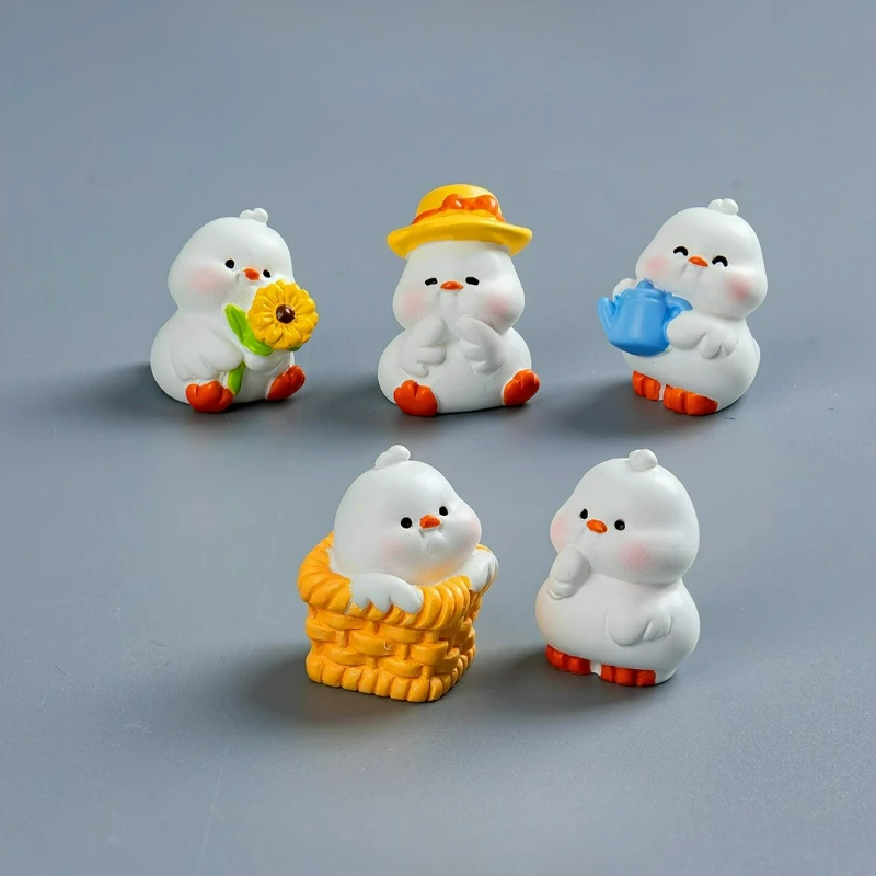 6pcs/set Cartoon Resin Miniatures Duck Ornaments Kawaii Home Diy Garden Decor Micro Landscape Decoration Desk Decor Ornament New view 4