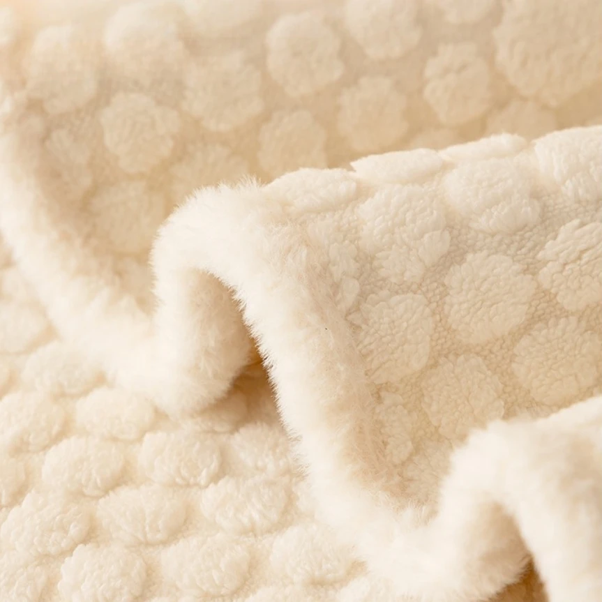 Creamy Fluffy Binding Tuffed Fleece Thickened Warm Non-Slip Sofa Cover, Cozy Sofa SlipCover Towel for Living Room Couches
