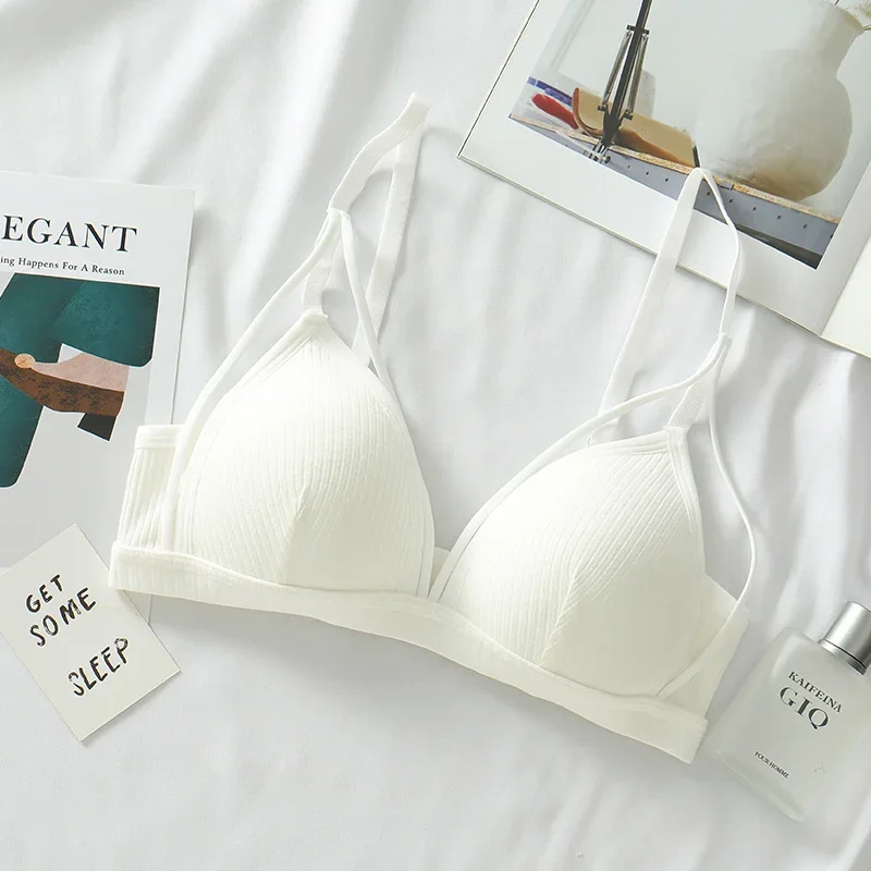 Sexy Women Bra Wire Free Brassiere Push Up Lingerie French Triangle Cup Bra Underwear Thread Top Female Intimates Bralette