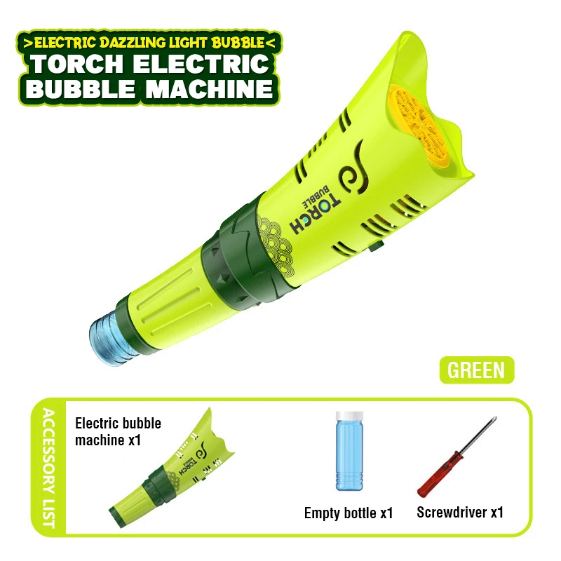 21 Holes Electric Bubble Torch Stick Machine Outdoor Party Game Fully Automatic Blowing Bubble Wand Parent-Child Interactive Toy