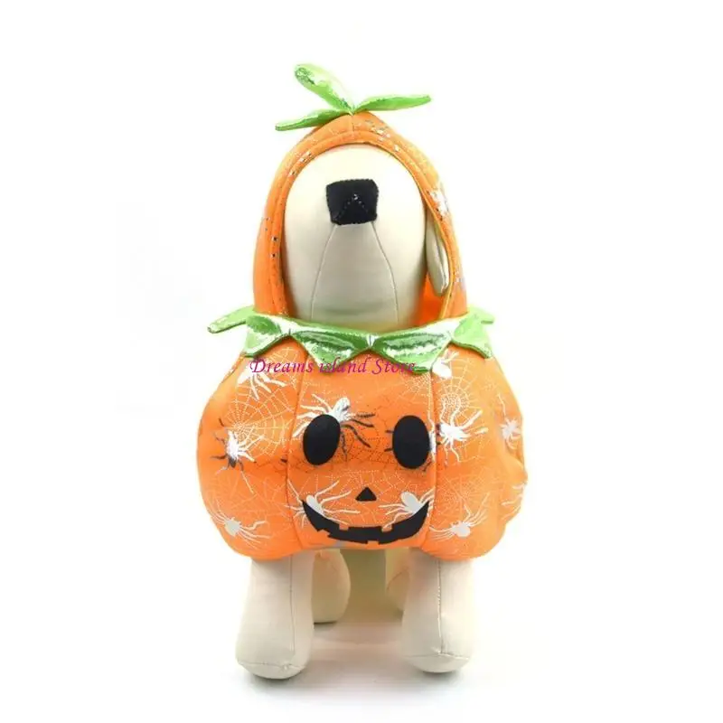 Ropa perros Halloween con lindas con capucha forma calabaza carnavales disfraz hx6c