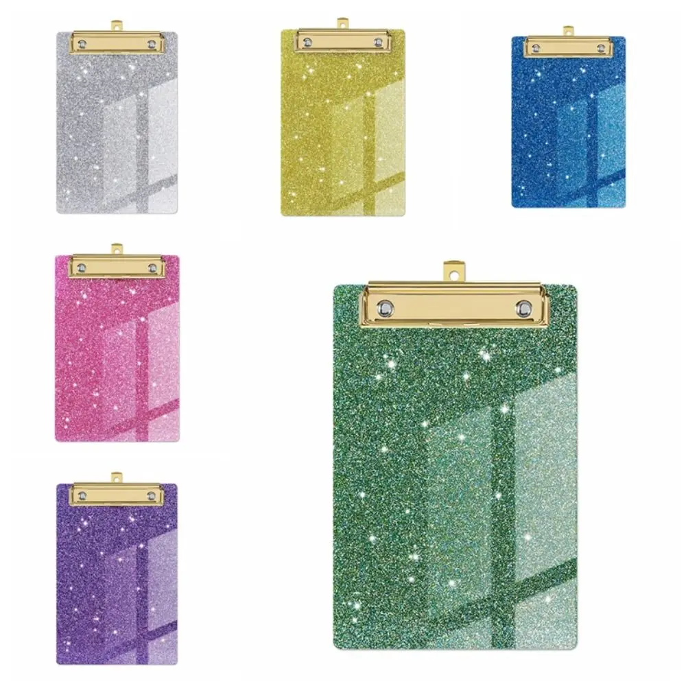 Paper Organizer Glitter Writing Clipboard With Low Profile Gold Clip Menu Folder Flash Memo Clipboard Arcylic File Folder