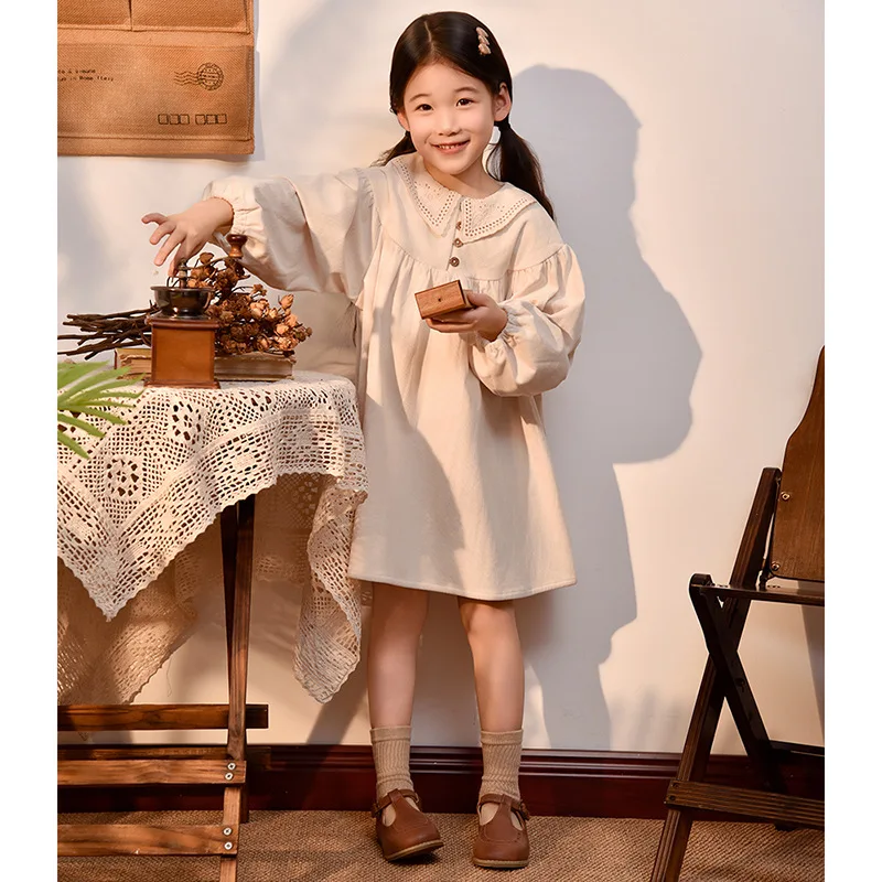 Children Girl Wine Red Dress YBFSKID Spring Infant Babys Girls Princess Dress Peter Pan Collar Kids Toddler Girls Corduroy Dress