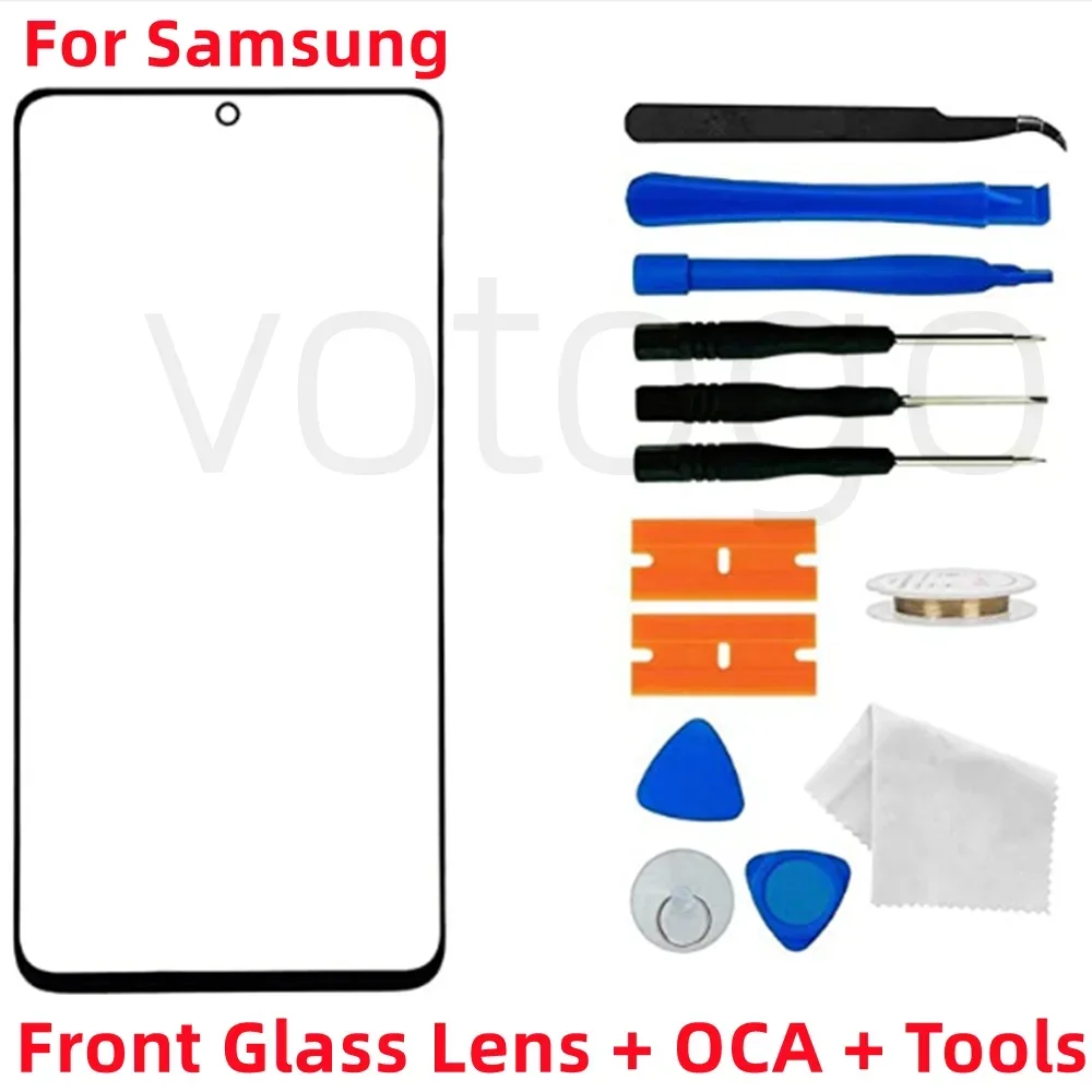 Outer Glass Touch Screen + OCA For Samsung Galaxy A10 A20E A30 A40 A50S A60 A70 A80 A90 Front LCD Display Lens + Replace Tools