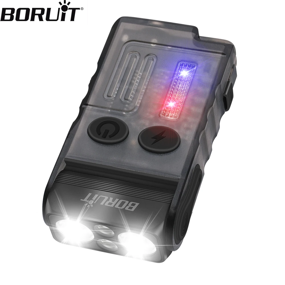 BORUiT V20 EDC llavero linterna portátil Mini antorcha tipo C luz de trabajo recargable con Clip magnético linterna de bolsillo para acampar