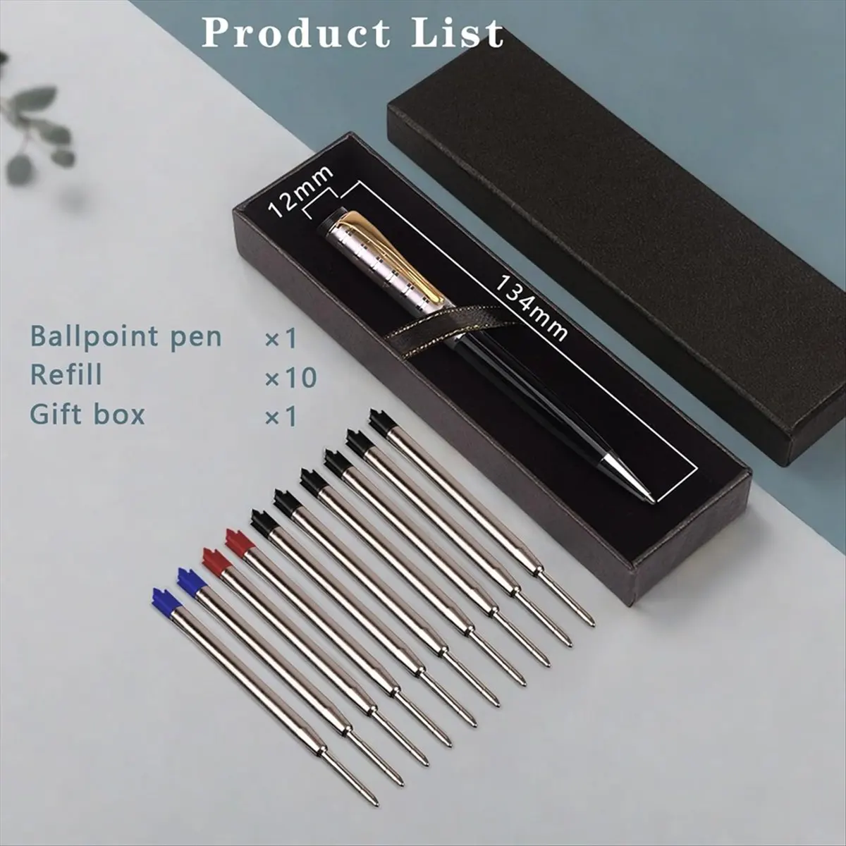 Latest ABBQ-Luxury Metal Ballpoint Pens,Pen Set Medium Point 1.0mm(10Pc Refills)Fancy Pens, Pens for Journaling,Writing, B