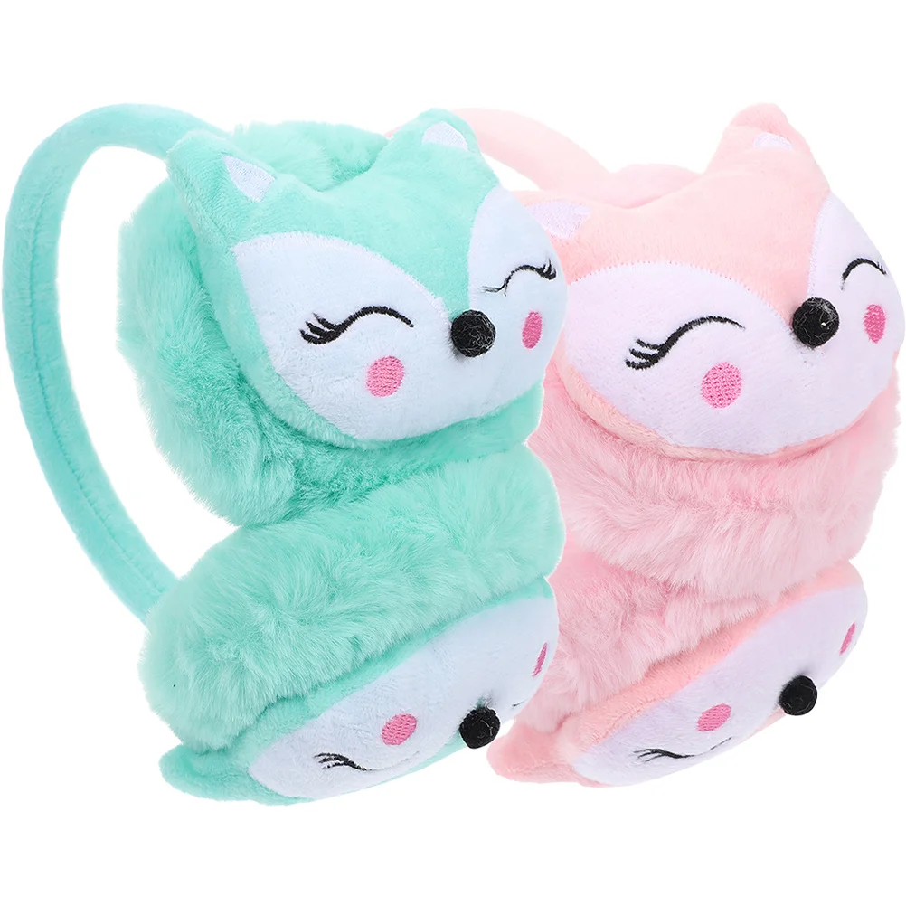 قطعتان من غطاء الأذن الشتوي الملون لتدفئة الأذن مع تصميم وجه لطيف، أغطية أذن مريحة مقاومة للرياح للنشاط #1