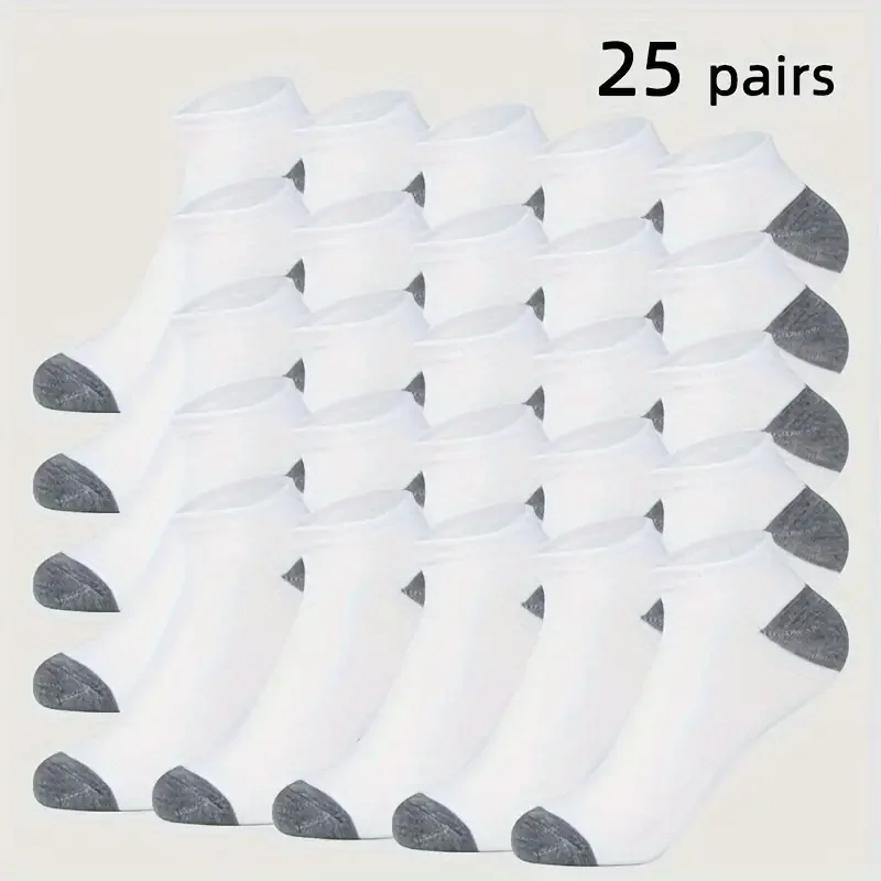 25 pairs of men's breathable color-matching socks no-wash stylish comfortable low-top socks