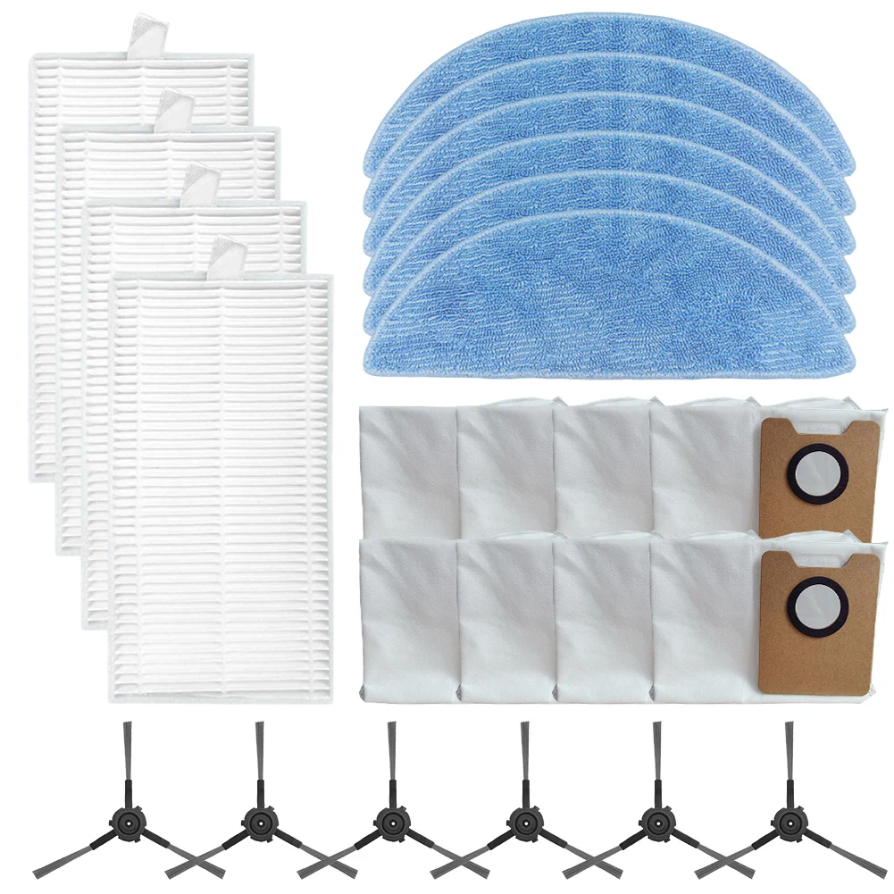 Essential Replacement Parts for ECOVACS Y1 Includes Filters Mop Cloths Dust Bags & Side Brushes for Optimal Use