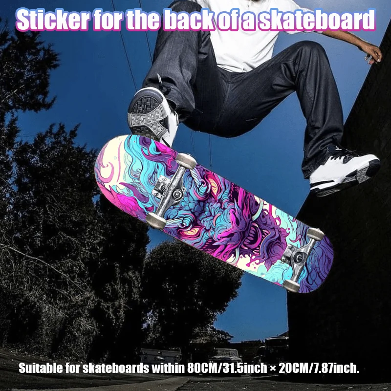 

1 2D flat "Personality Trend Punk Street Painting Dragon" skateboard printing back sticker, street style full of super persona