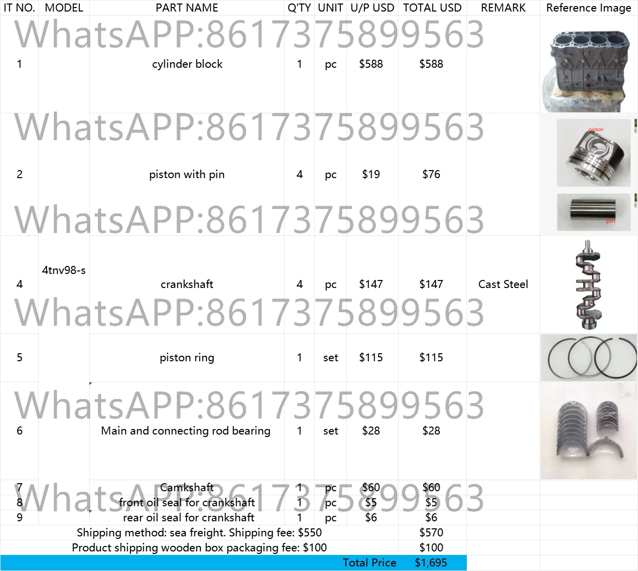 

4tnv98-s engine parts