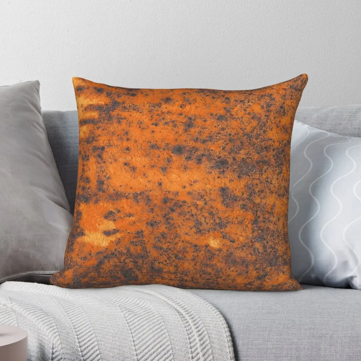Orange Rust Red Rusty Metal Pillowcase Polyester Linen Velvet Printed Zip Decorative Sofa Cushion Cover 45x45