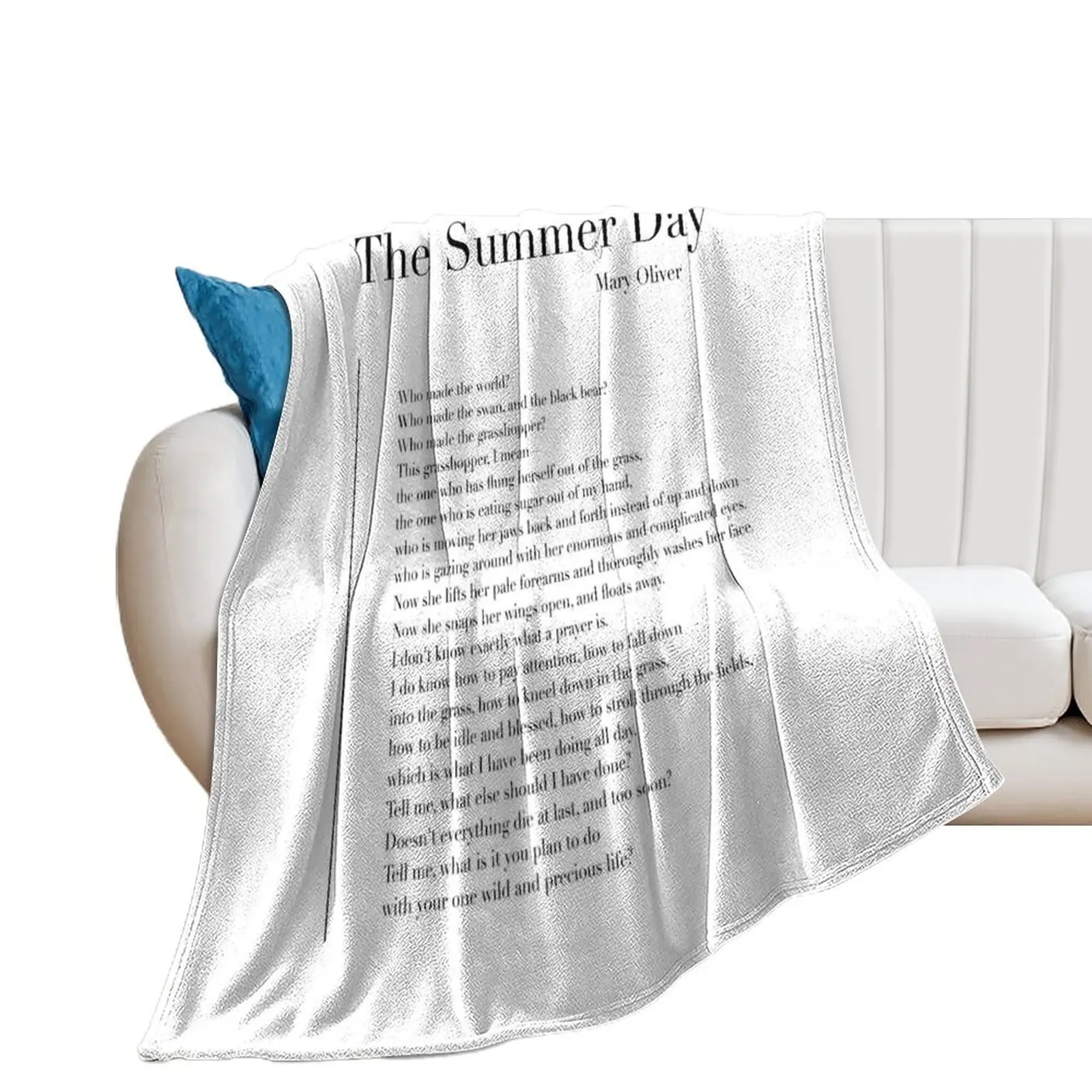 

The Summer Day by Mary Oliver Throw Blanket Vintage Winter beds Blankets