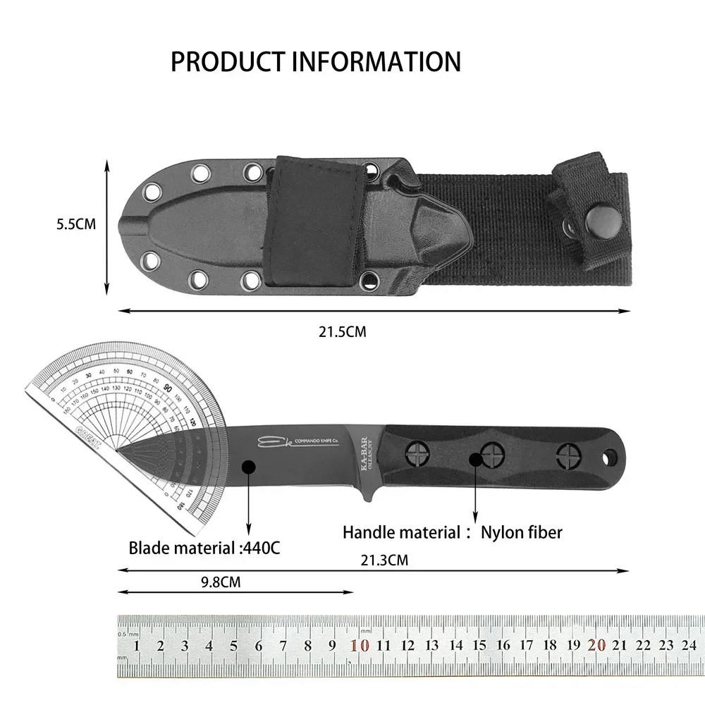 Portable EK51 Outdoor Fixed Blade Knife Nylon Fiberglass Handle Equipped with Sheath, Daily Carry EDC Tool for Camping Hiking view 6