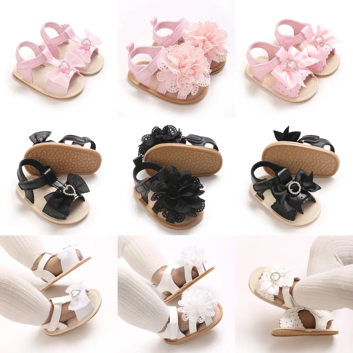 Baby girl sandals summer Cute Bow Rubber sole shoes newborn baby shoes first walking shoes
