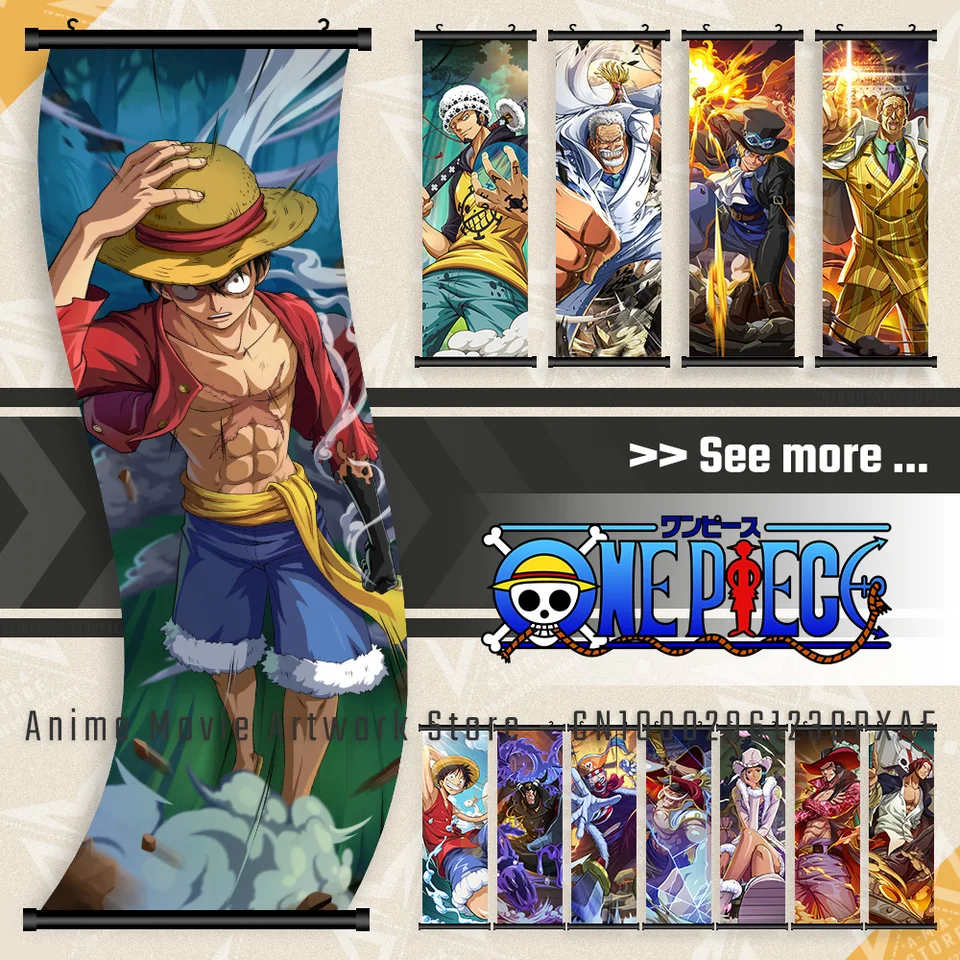 One Piece Luffy Hanging Scroll Wall Art 25x75cm