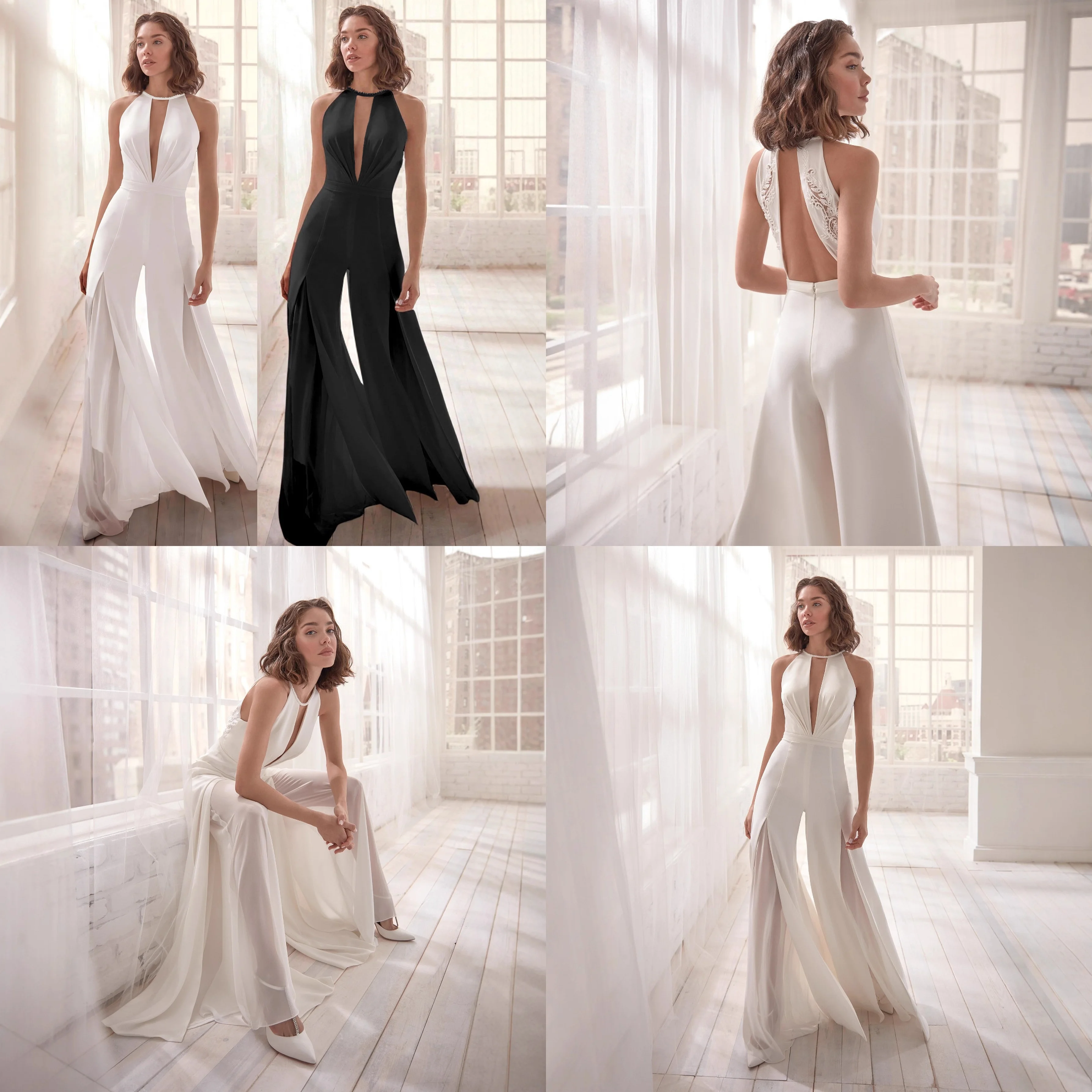 Jumpsuit Sexy Deep V Neck Halter Casual Overalls Spring Summer Women Jumpsuits Playsuit Pants Bodysuit One Piece Fashion