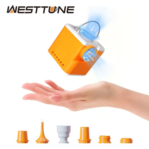 WESTTUNE Mini bomba de aire eléctrica 3 en 1, bomba de aire portátil, inflador/desinflador rápido con luz LED para colchón de sofá de Camping