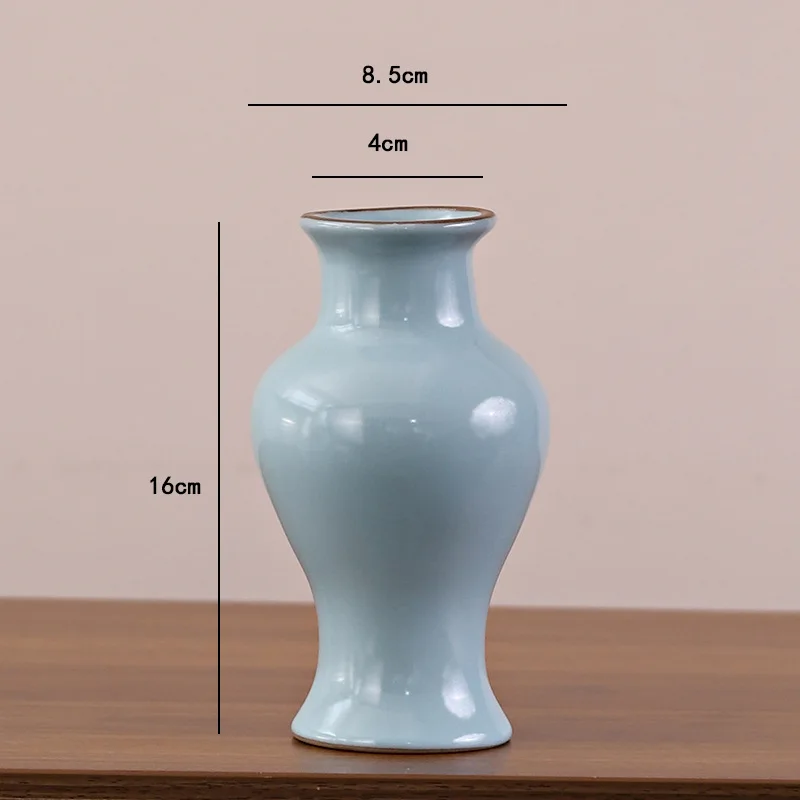 Ru Kiln Vase Exquisite Ceramic Vase Hotel Flower Flower Retro Zen Flower Wine Cabinet Study Table Decoration High-end Gift