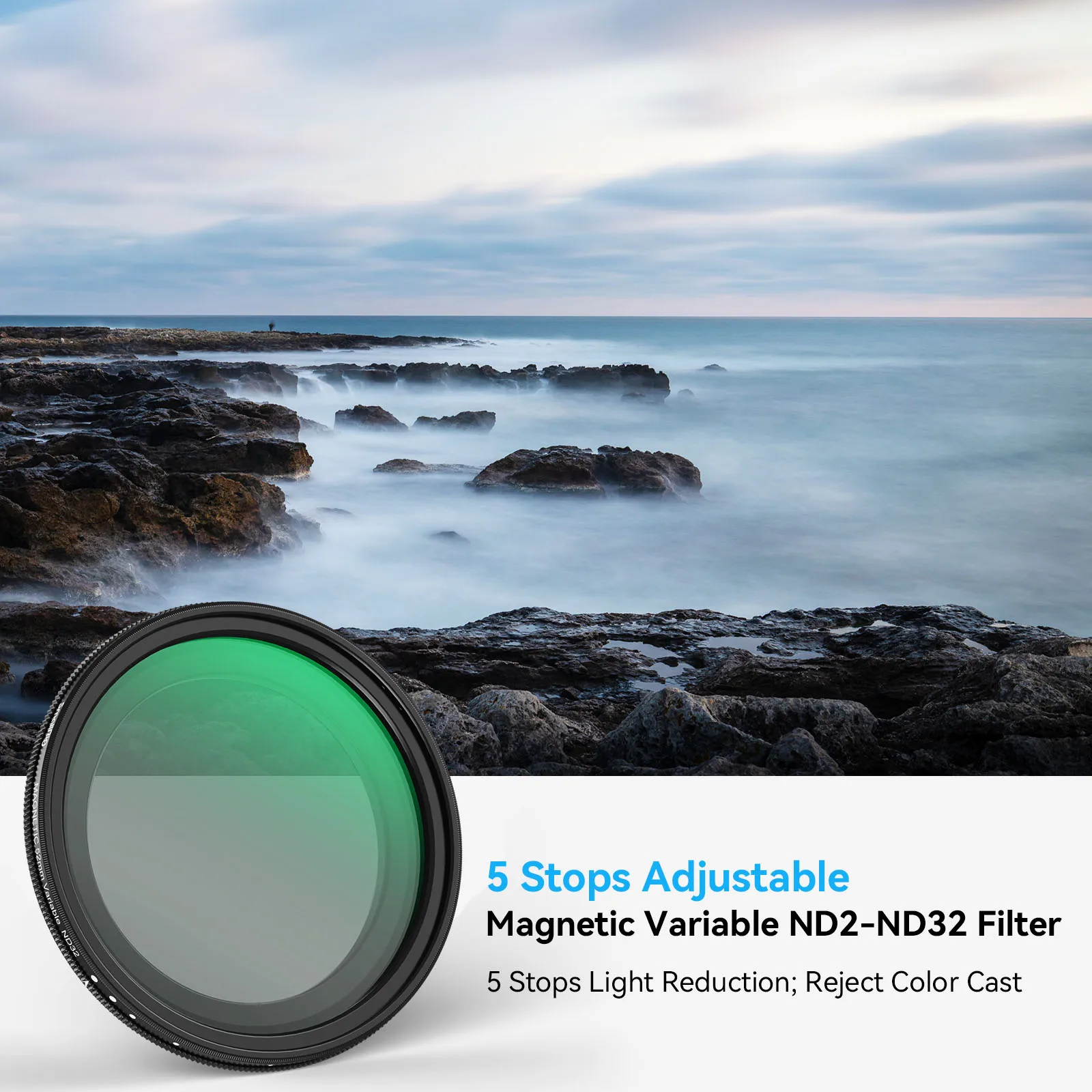 SmallRig 52mm Magnetic Variable ND Filter Kit, ND2-ND32 (1-5 Stops) VND Filter with M Mount Filter Adapter for Phone Case -4386B