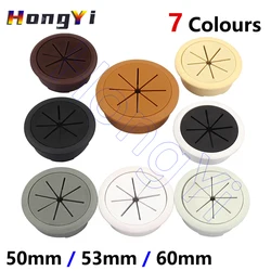 1Pcs 50mm/53mm/60mm Desk Wire Organizer Cable Hole Cover ABS+Rubber Cord Grommets for Office Furniture Cable Passing 7 Colours