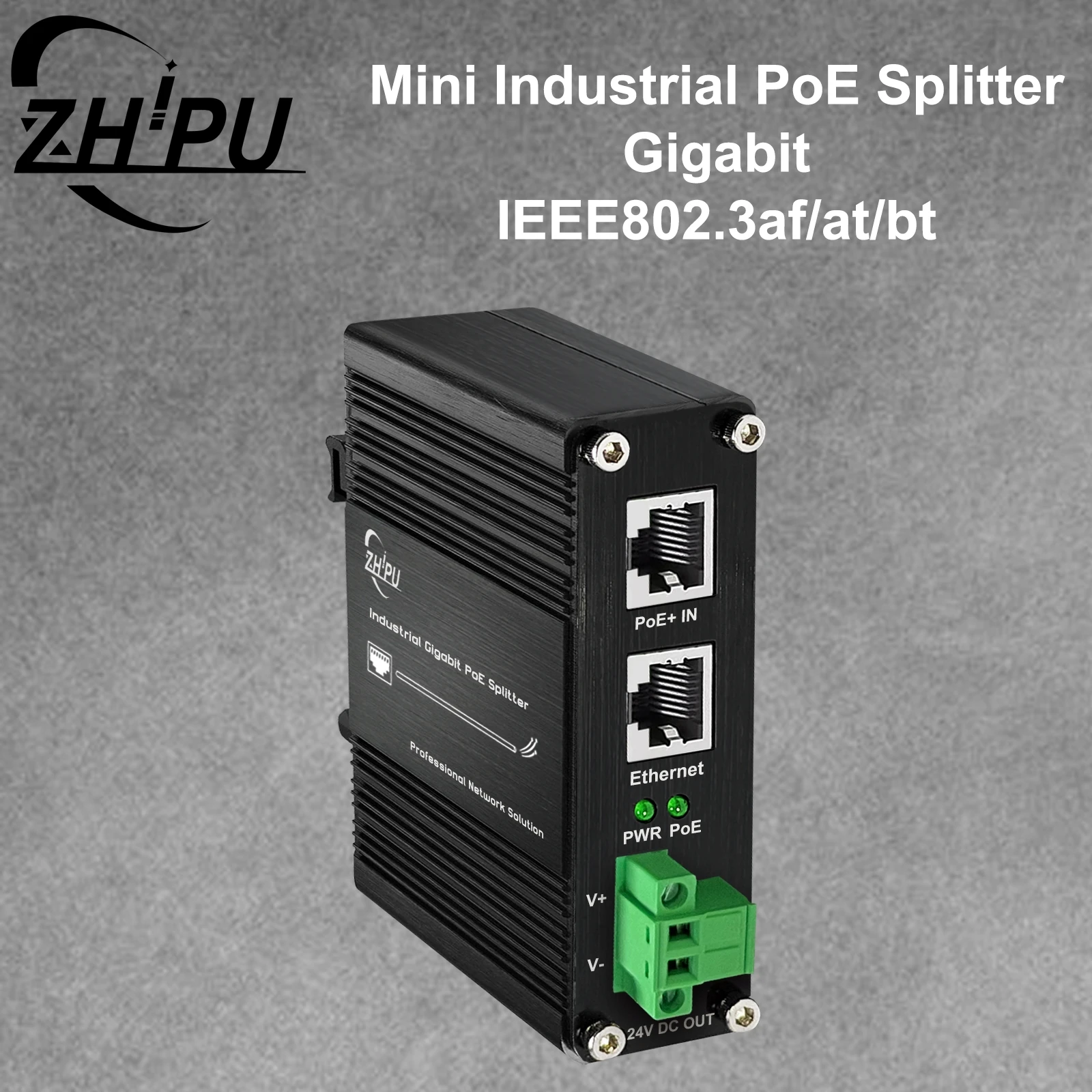 

Mini Industrial PoE Splitter – Gigabit Ethernet, 5VDC Input, 20W Output, IEEE802.3af/at/bt, DIN-Rail/Wall Mount