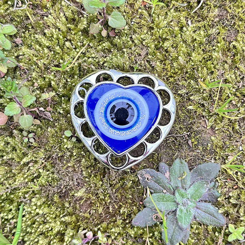 15Pcs Heart Shape Royal Blue Eye Accessories Handmade DIY Into Key Chains Pendant And Bracelet Have Exorcism Protection Function