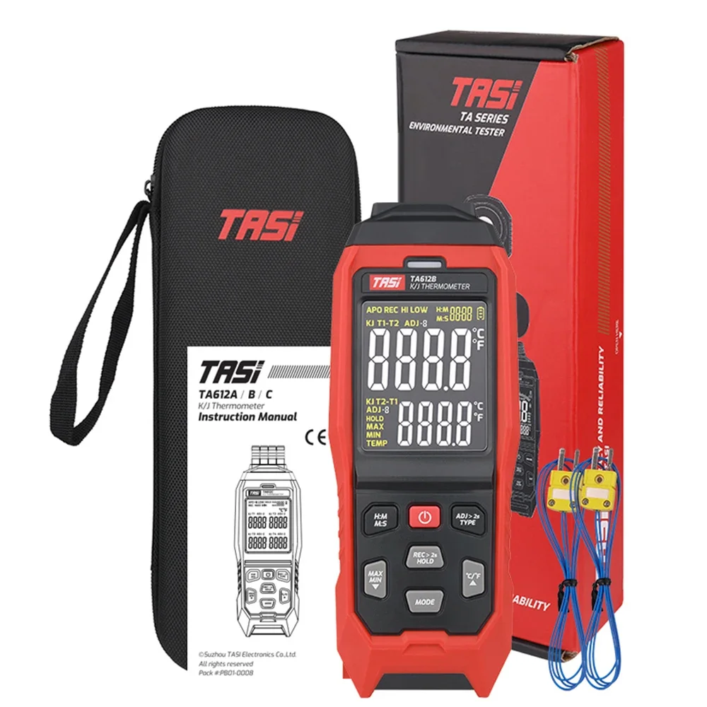 TA612C 4 Channels K/ J Type Thermocouple Thermometer Digital LCD Temperature Meter 5000 Groups Data Storage with USB Data Upload