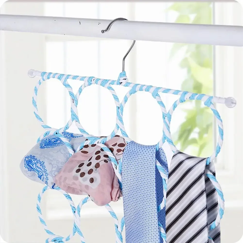 Scarf Holder Foldable Tie Belt Hook Shawl Scarves Organizer Rattan Weave Hanger Wardrobe Storage Holder Display Rack