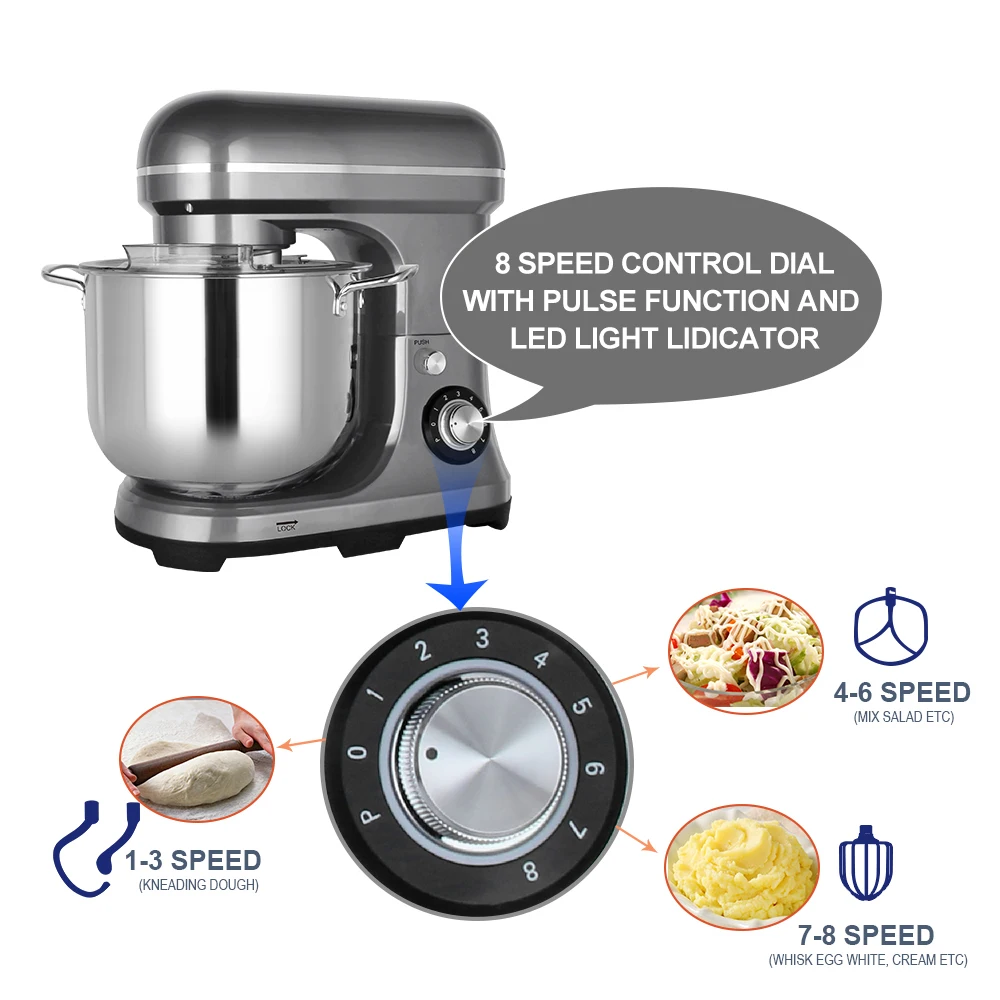 Kitchen 11 Liters Big Capacity  Food Mixer 2000w Electric  Stand Dough  with Stainless Steel Bowl