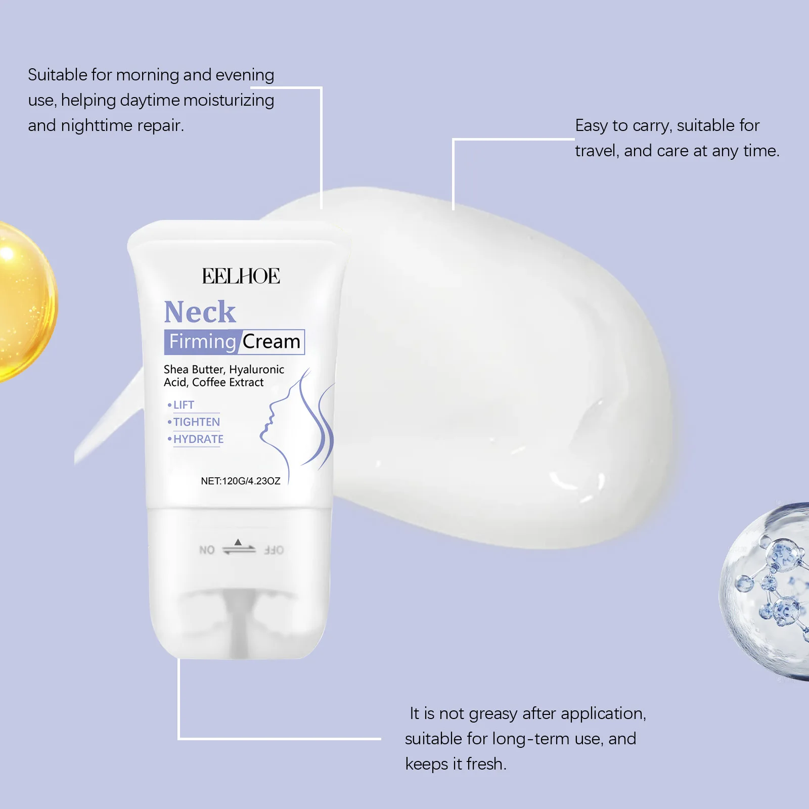 

Eelhoe Neck Tightening Roller Cream ﻿Fading Fine Lines Improving Brightening Moisturizing Smoothing Neck Nourishing Cream 120g