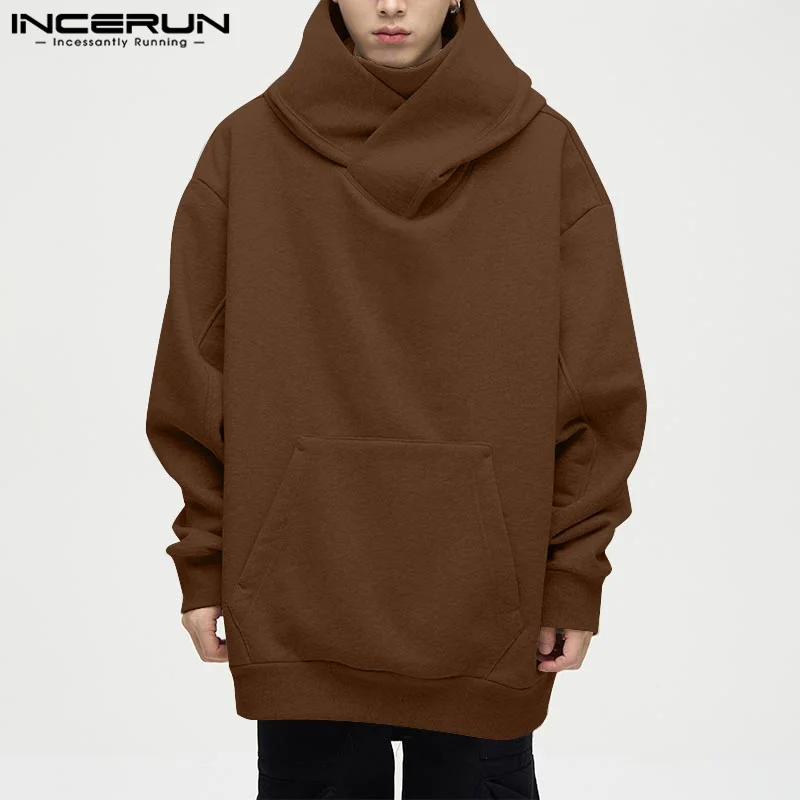 INCERUN Tops 2024 Autumn Winter Men Deconstruction Design Solid Hoodies Stylish Streetwear Long Sleeved Hooded Sweatshirts S-5XL