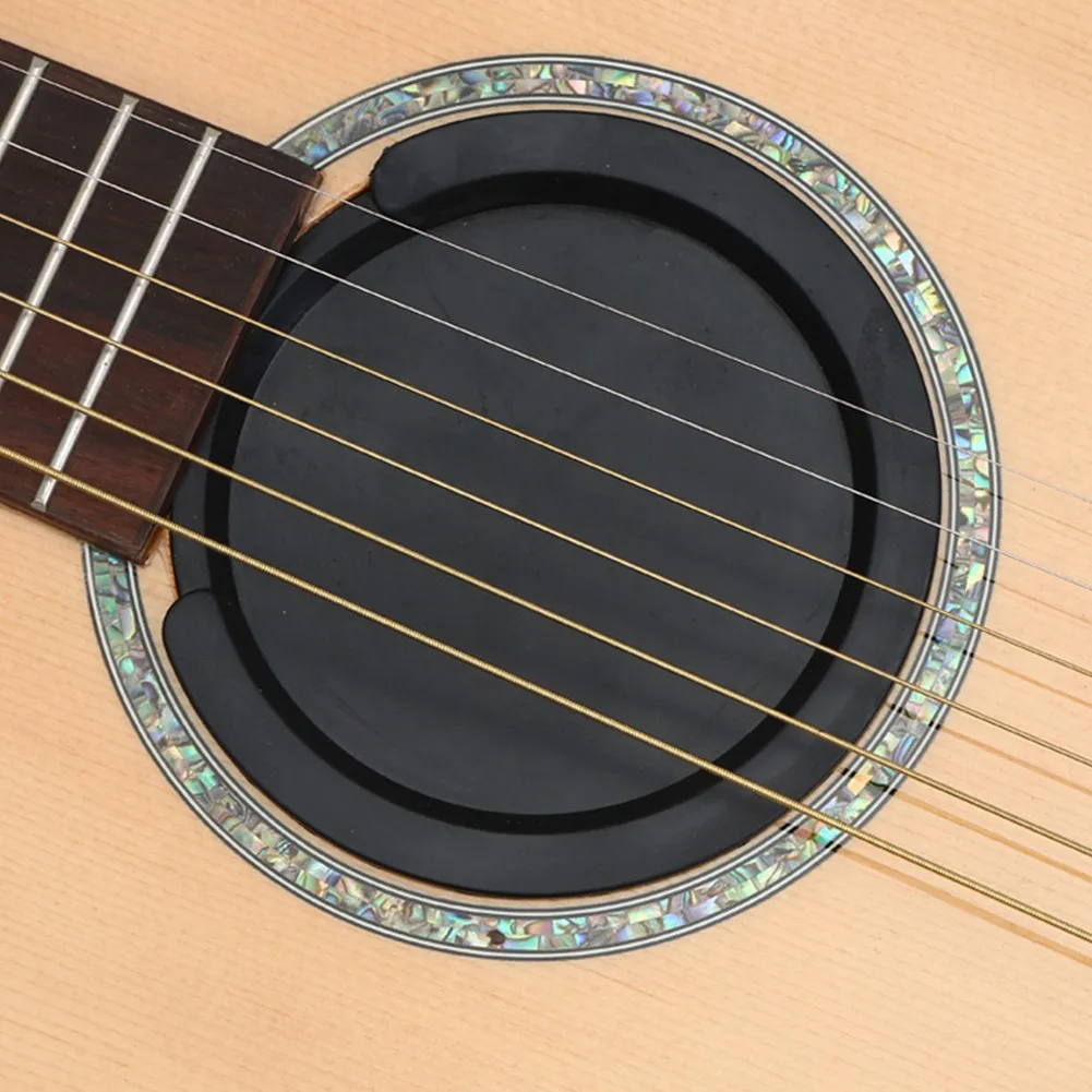 Black Acoustic Guitar Sound Hole Cover Silica Gel Muffler Cover For Guitarist Anti-howling Dust-proof Mute For 38-39 40-41inch