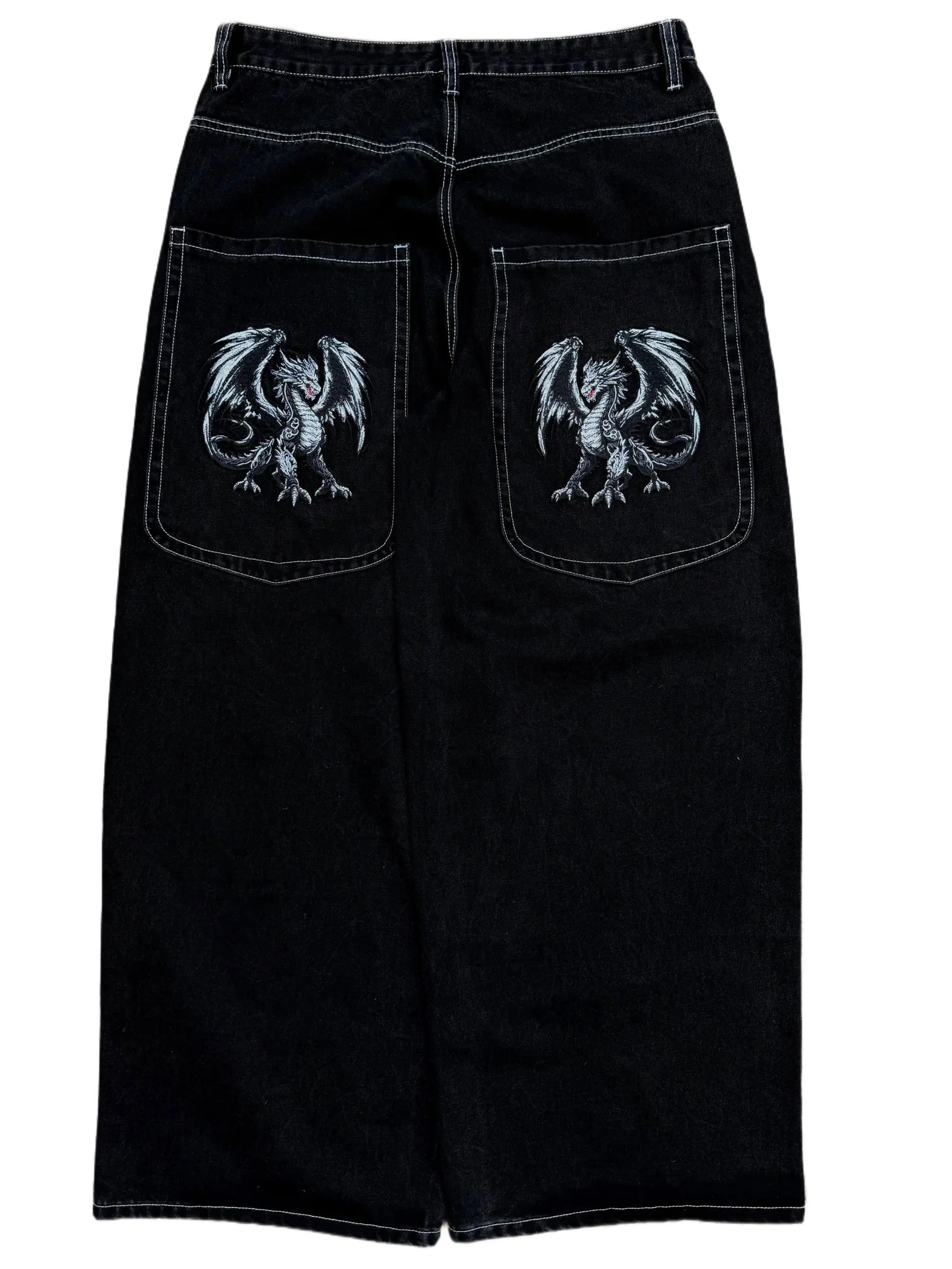 Hip Hop Gore Baggy Jeans para homens, roupas de rua vintage, jeans de rua Y2K slouchy dos anos 2000, calças jeans de pernas largas