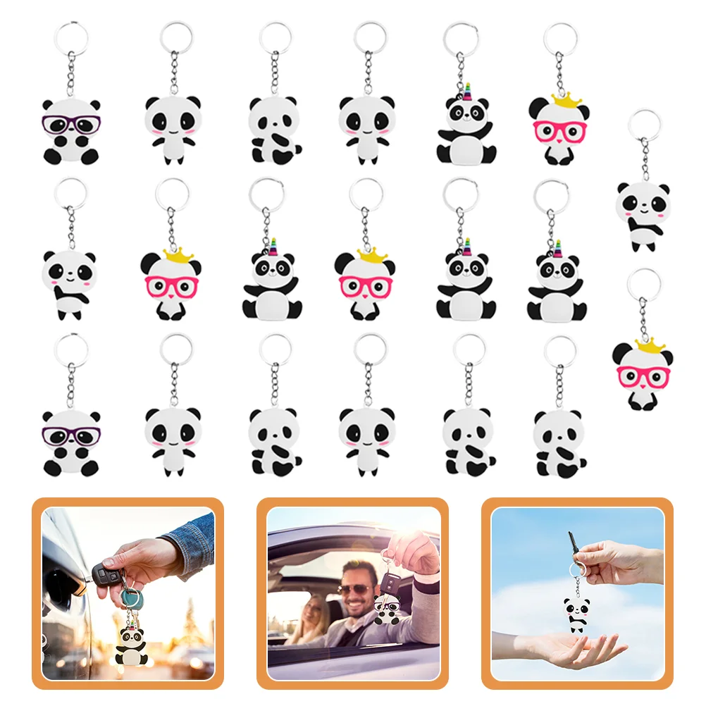 20 Pcs Panda Key Chain Child Keychain Cars Toy Wallet Pvc Toys from Pendant Decor