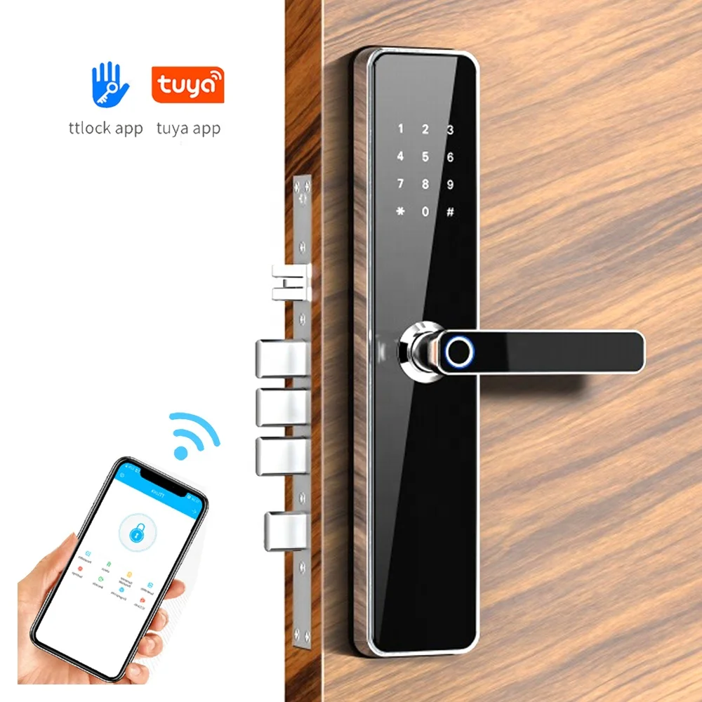 

smart home tuya app golden stainless steel fingerprint door lock safety 6068 mortise ttlock digital stainless steel smart locks