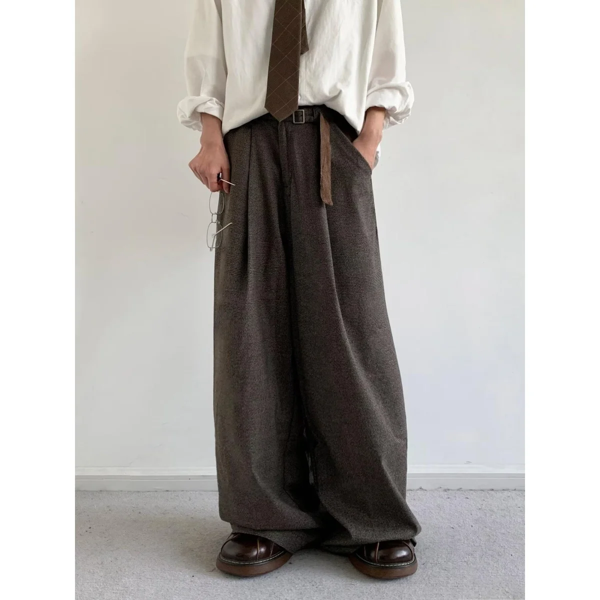 

Jiwuus Vintage Loose Color Denim Pants High Waist Wide Leg Long Trousers for Men And Women Casual Youth Faion