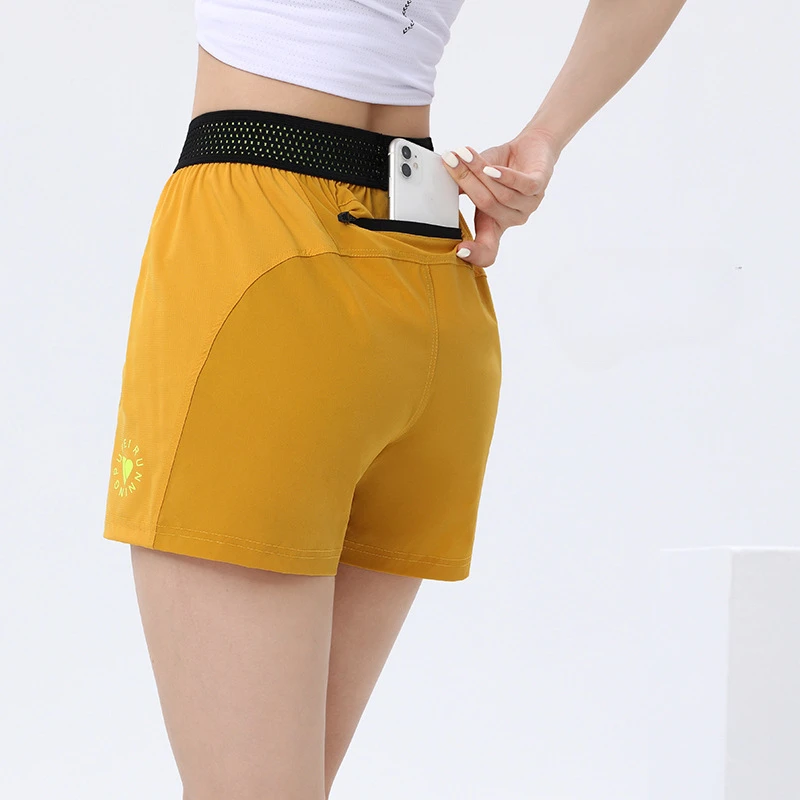 

Fitness Shorts Women Pocket Girls Summer Ice Silk High Waist Thin Yoga Workout Running Sports Shorts Quick Drying Gym Sportwear