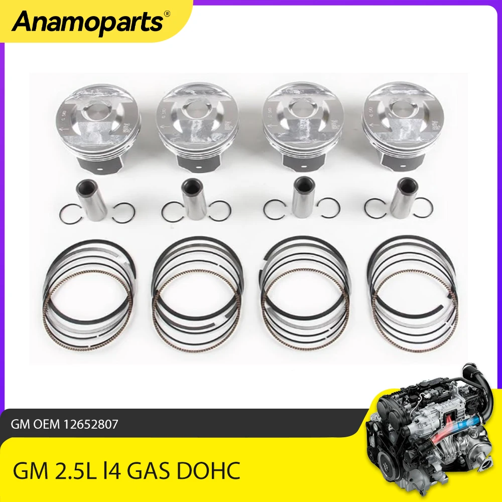 Engine Parts Pistons With Rings Kit Fit 2.5 L For Chevrolet Cadillac Buick GMC 2.5L l4 GAS DOHC 2013-2021 OEM 12652807