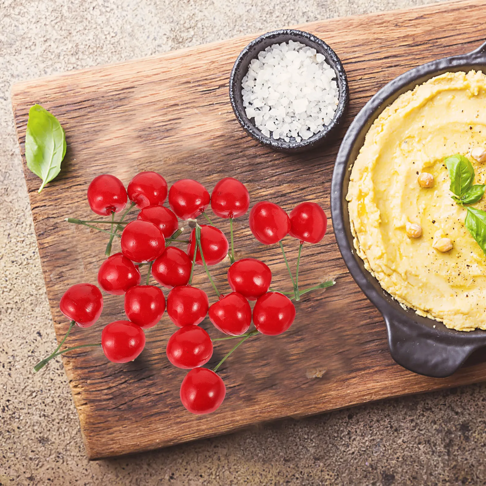 

10Pcs Artificial Cherry Simulation Fruit Decor Soft Plastic Decorative Cherry Ornament Home Kitchen Display Props Photography