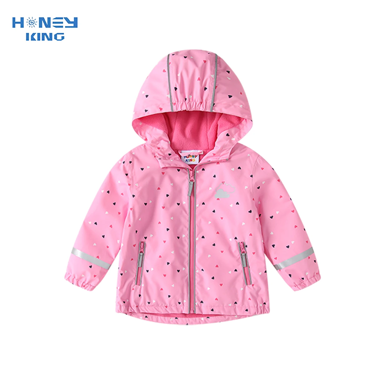 HONEYKING Waterproof Softshell Jacket for Kids Hooded Fleece Outerwear Baby Toddler Rain Coat Children's Clothing for Girls